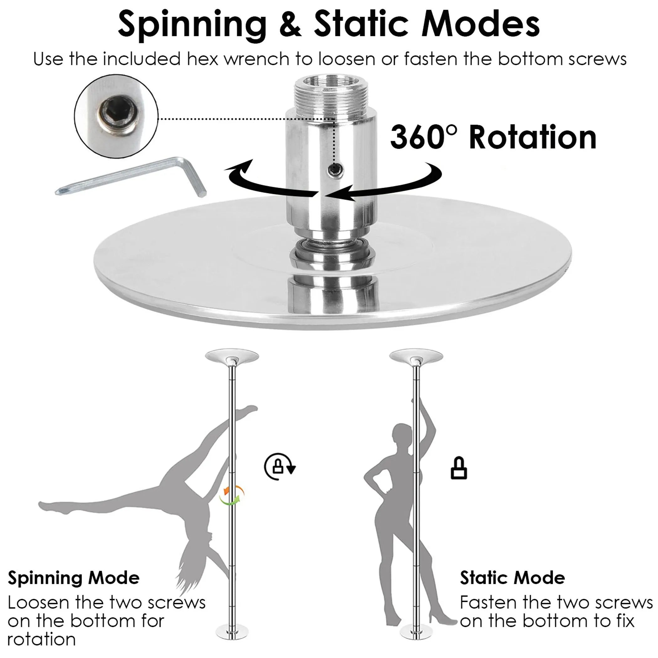 Dance Pole 45mm Spinning Static Dancing Pole